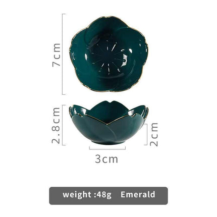 Elegant Cherry Blossom Ceramic Dishes for Seasoning and Trinket Display