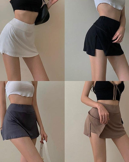 Chic High Waist Tennis Skort with Stylish Split Hem - Trendy Athletic Skirt