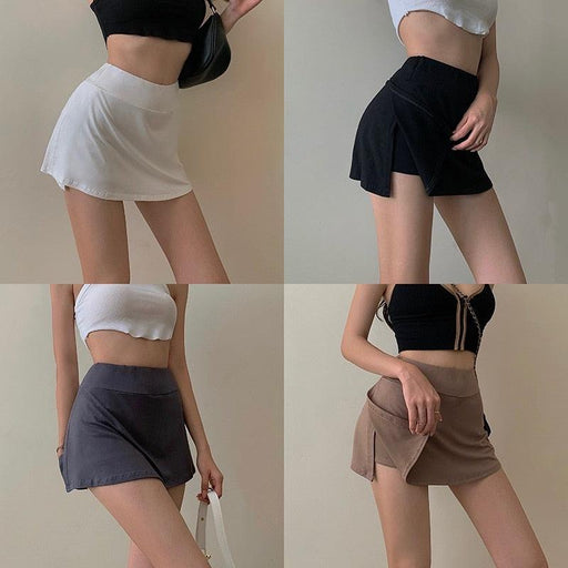 Women's High Waist Split Hem Tennis Skort - Fashionable Athletic Mini Skirt
