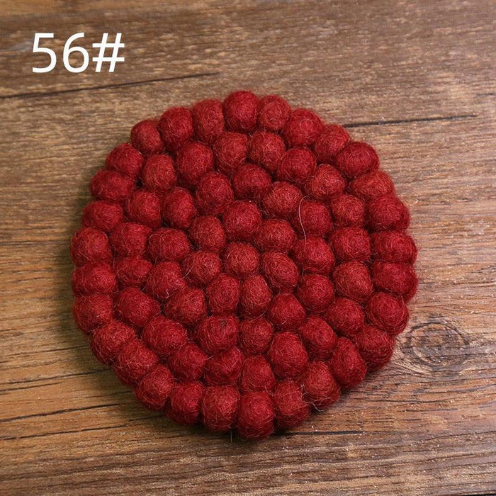 Elegant Round Wool Felt Coasters - Stylish Surface Protection Set