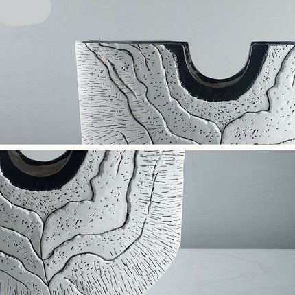 Elegant U-Shaped Floral Resin Vase with Contemporary Ceramic Aesthetic