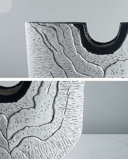 Elegant U-Shaped Floral Resin Vase with Contemporary Ceramic Aesthetic