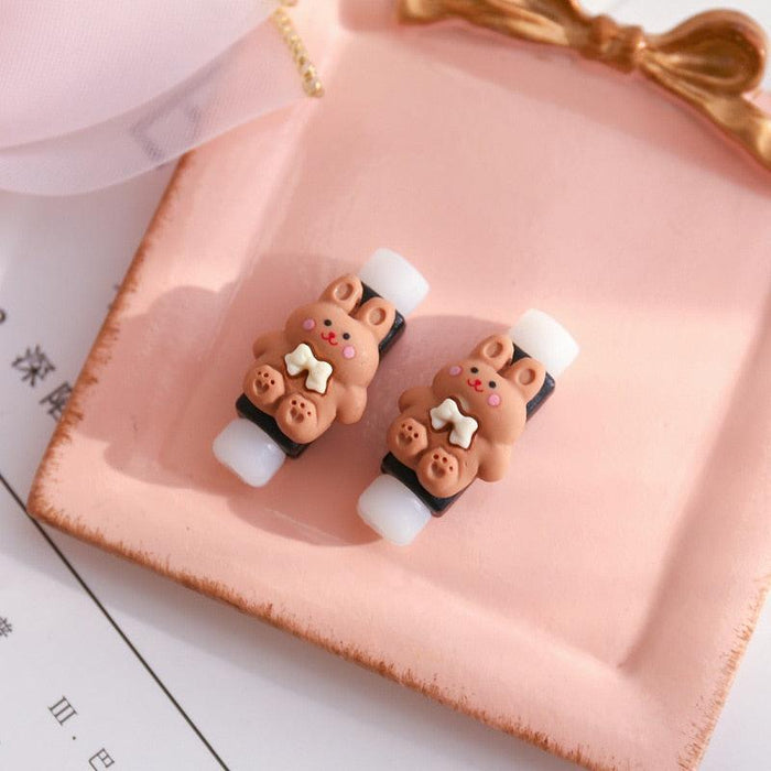 Milk Coffee Color Cartoon Cable Saver for Phone Charging & Headphones