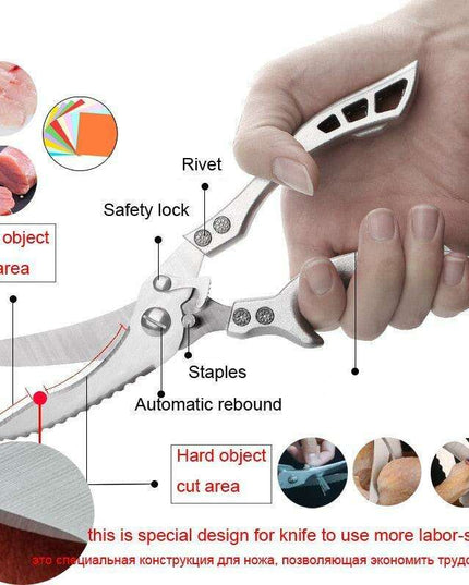 Versatile Precision Kitchen Scissors - Effortlessly Cut Through Meat, Bones, and Vegetables