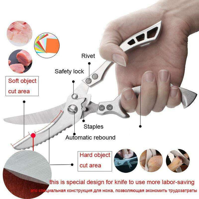 Versatile Precision Kitchen Scissors - Effortlessly Cut Through Meat, Bones, and Vegetables