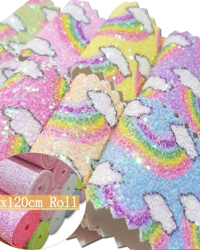 Glittering Rainbow Faux Leather Crafting Roll - Ignite Your Imagination with a Splash of Color