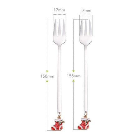 Santa's Joyful Holiday Silverware Duo - Cheerful Spoon and Fork Set for Festive Feasts
