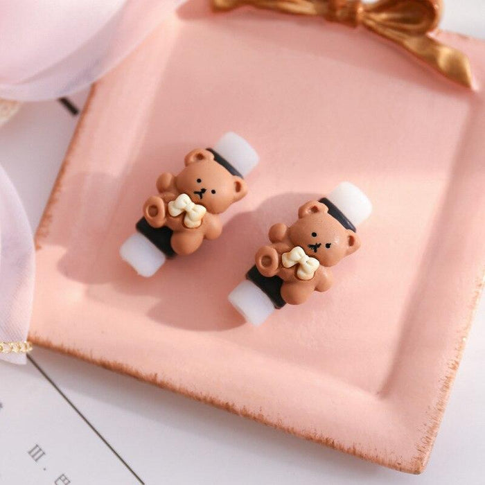 Milk Coffee Color Cartoon Cable Saver for Phone Charging & Headphones