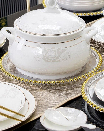 Elegant 60-Piece Handcrafted Porcelain Dinnerware Collection: Asian Inspired Sophistication