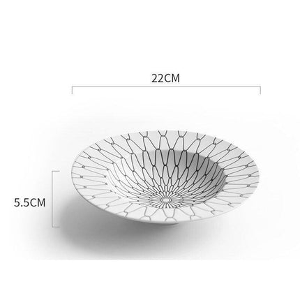 Stylish Black Geometric Dinner Plates - Luxe Dining Essentials for Exquisite Meals