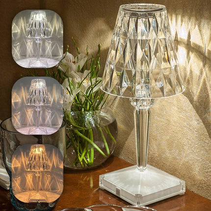 Sleek LED Table Lamp with Crystal Accents and Nightlight Feature