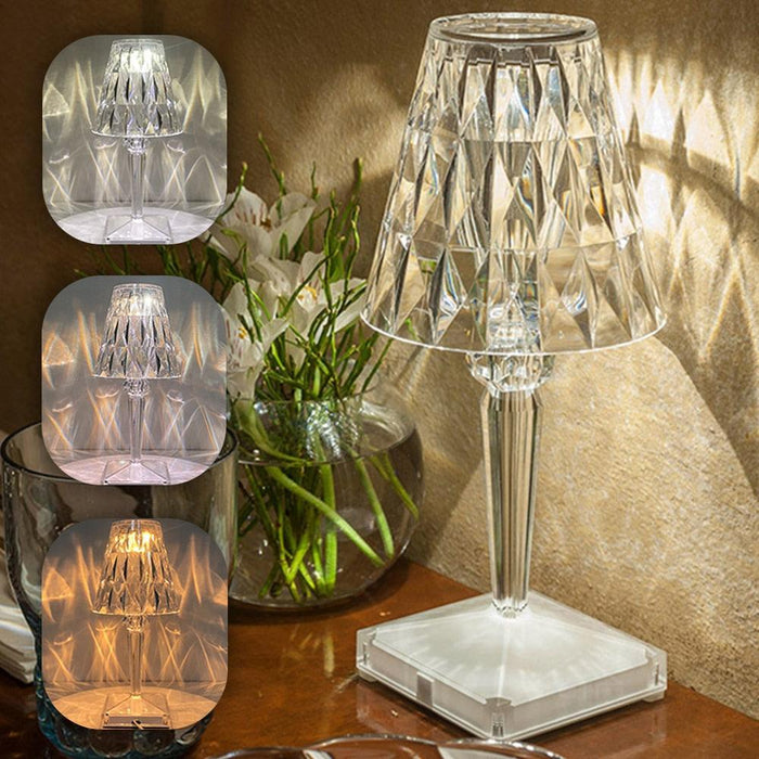 Diamond Accent Table Lamp with LED Night Light