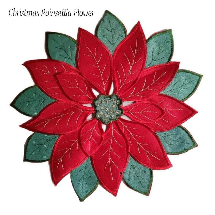 Elegant Christmas Poinsettia Satin Placemat - Enhance Your Dining Atmosphere