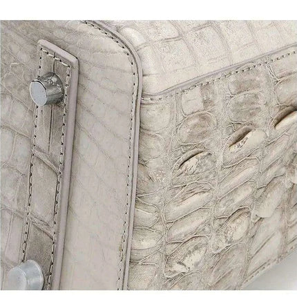 Elegant White Crocodile Leather Tote - Luxurious Handbag with Ample Space for Women