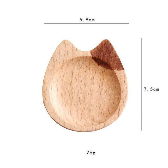 Charming Cat-Themed Wooden Dipping Bowl for Sauces and Condiments