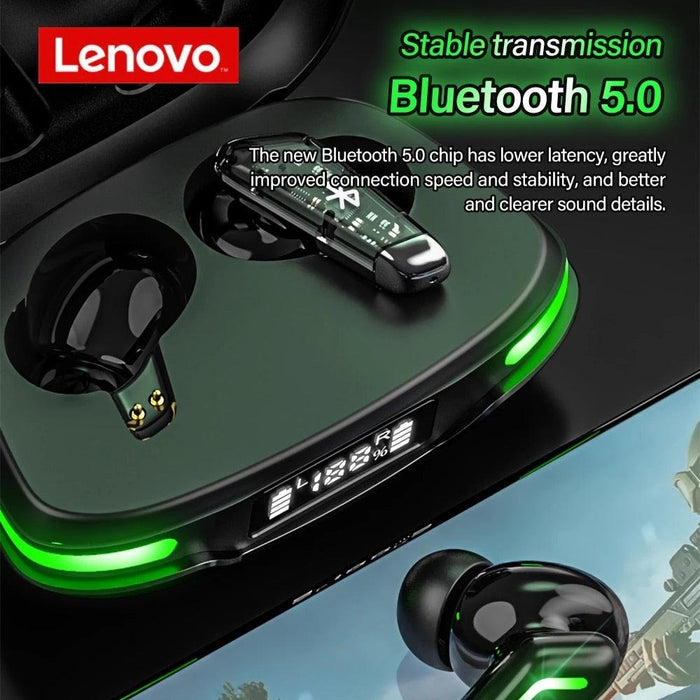 Wireless Lenovo GM3 Gaming Headphones with Noise-Cancellation and Digital Display