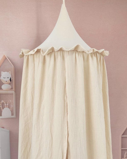 Whimsical Muslin Cotton Hanging Canopy with Frills for Kids' Dreamy Playtime Retreat