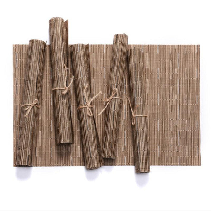 Hand-Crafted Bamboo Design Placemat Set - 4 Pieces with PVC Insulation Pads
