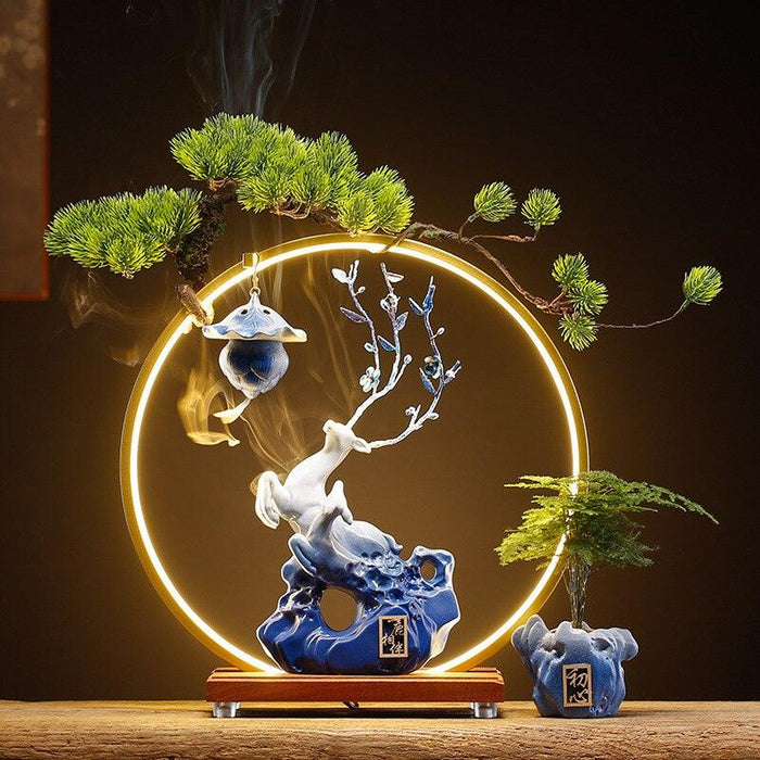 New Chinese Style Water Fountain & Aromatherapy Stove Lamp with Lucky Ornaments