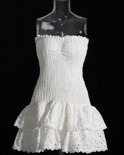 Chic Off-Shoulder Mini Dress with Flirty Layered Hem