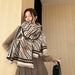 Elegant Floral Pattern Double-Sided Winter Scarf in Korean Style for Women | Soft Imitation Cashmere Shawl