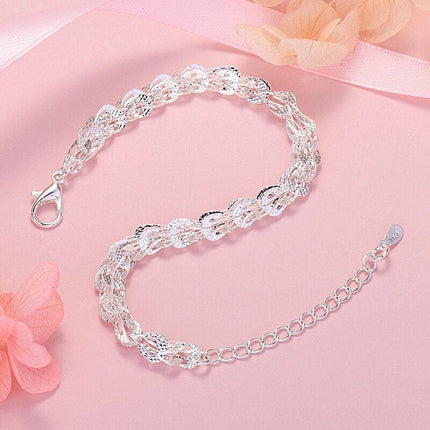Elegant 925 Sterling Silver Jewelry Set: Bracelet and Necklace for Women