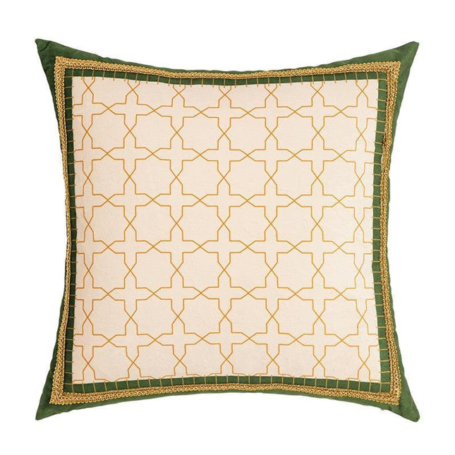 Reversible Velvet Cushion Cover with Lush Greenery and Moss Motif