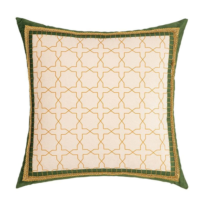 Green Leaves Moss Printed Velvet Cushion Cover with Reversible Design