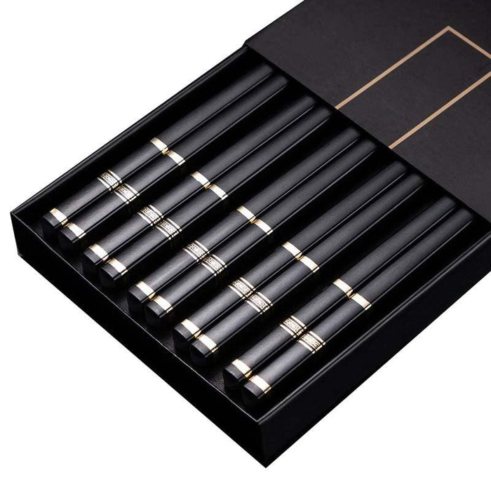 Japanese Non-Slip Chopsticks Set with Elegant Designs - Pack of 5