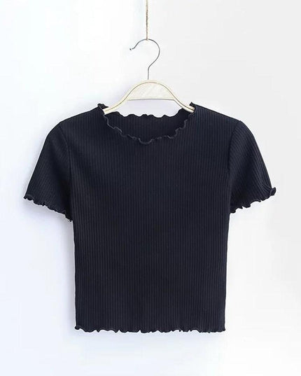 Vintage-Inspired Women's Retro Short Sleeve T-Shirt with Wood Ears Design