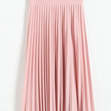Trendy Black and Pink High-Waisted Pleated Skirt Inspired by Korean Fashion