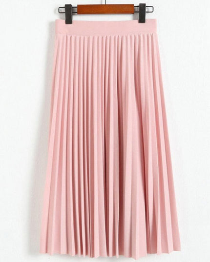 Trendy Black and Pink High-Waisted Pleated Skirt Inspired by Korean Fashion