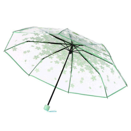 Chic Cherry Blossom UV-Proof Sunshade with Extended Grip Handle