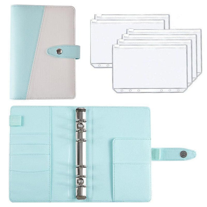 Elegant A6 Budget Planner Organizer with Customizable Loose-Leaf Pages and Secure Zippered Pockets - Stylish Financial Management Tool for Effortless Budgeting