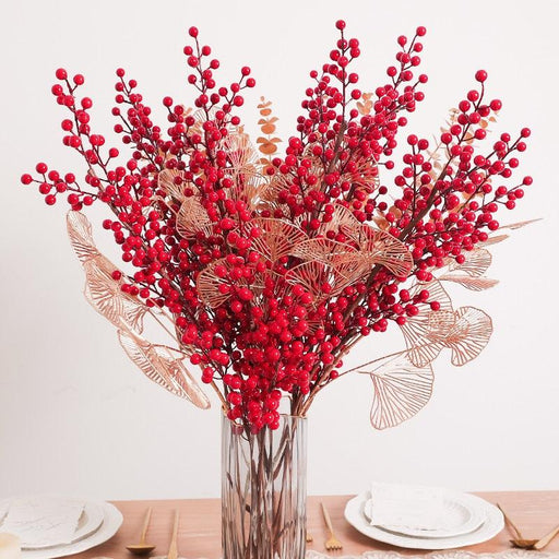 Festive Red Berry Bouquet: Elegant Holiday Home Accent