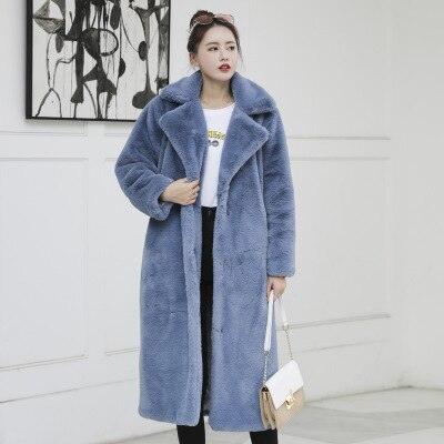 Opulent Faux Rabbit Fur Long Jacket - Winter Fashion Statement