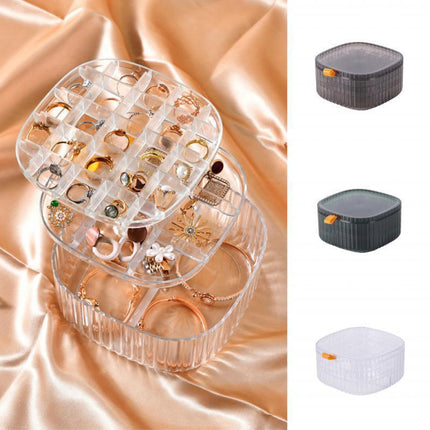 Elegant Waterproof Jewelry Organizer Box with Stackable Transparent Compartments