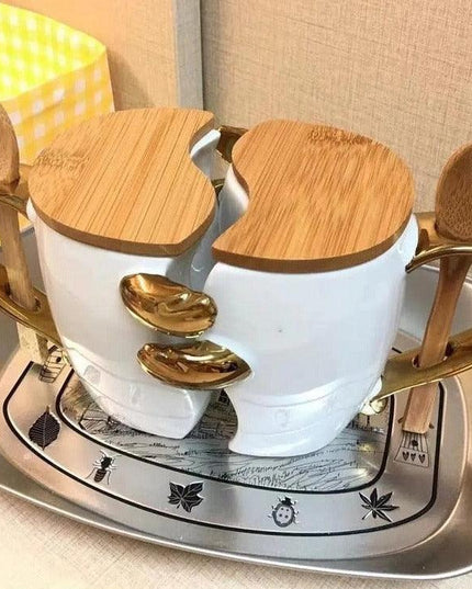 Romantic Connection Ceramic Mug Duo with Charming Accessories