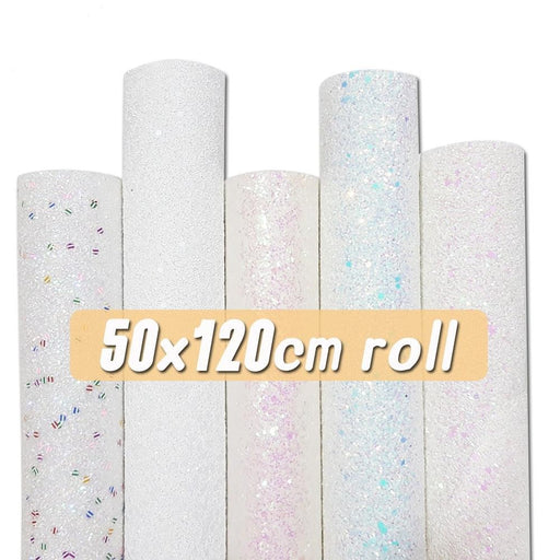 White Glitter Faux Leather Crafting Roll with Chunky Glitter Detailing