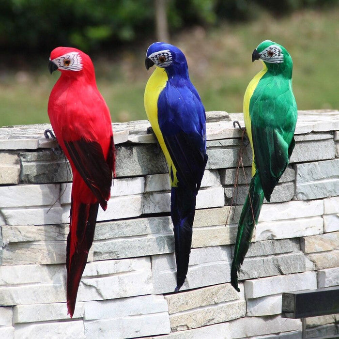 Nature-inspired Realistic Parrot Lawn Ornament - Creative Feather Figurine