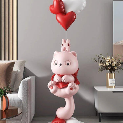 Charming Handmade Long-Tailed Cat Figurine for Elegant Home Accent