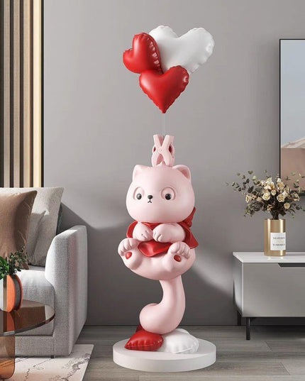 Charming Handmade Long-Tailed Cat Figurine for Elegant Home Accent