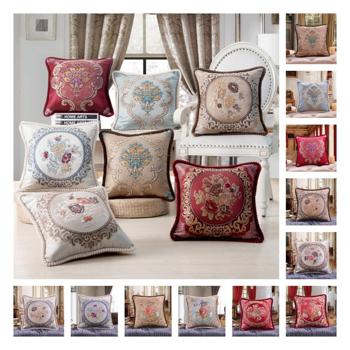 Elegant Handmade Beaded Jacquard Pillow Cover - Stylish Home Decor Accent 48x48cm