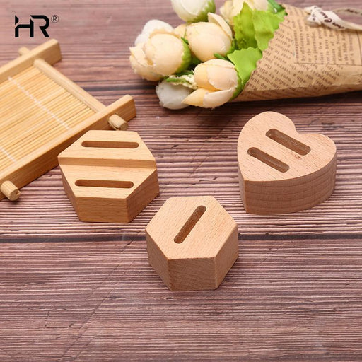 Elegant Hexagon Wood Ring Holder - Unique Jewelry Display Stand for Couples