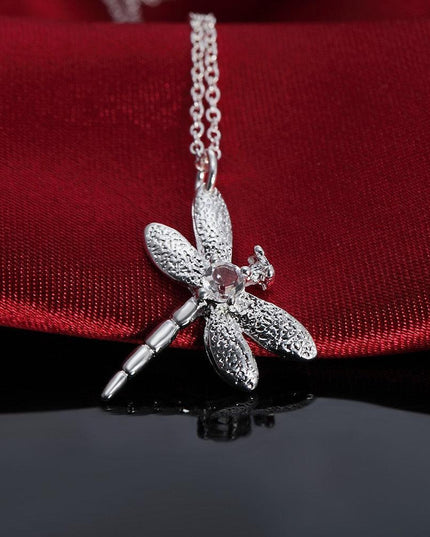 Nature's Elegance Dragonfly Crystal Silver Jewelry Set