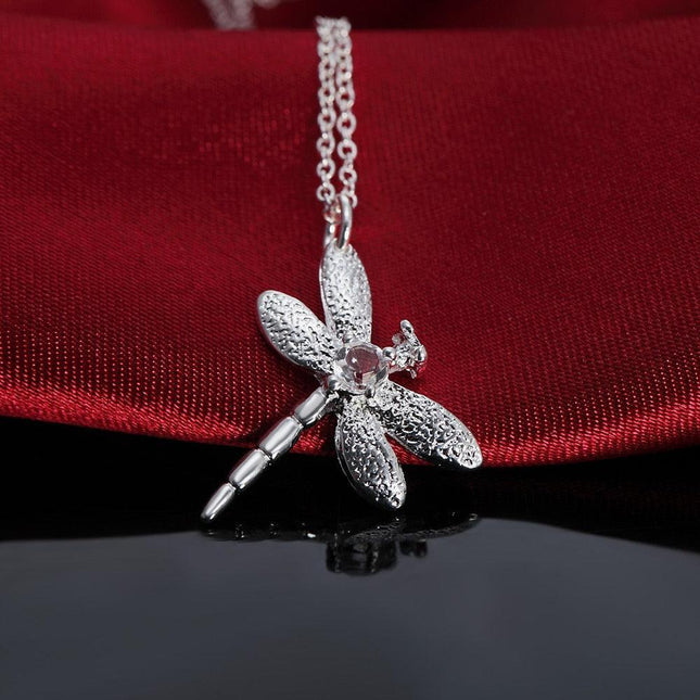 Nature's Elegance Dragonfly Crystal Silver Jewelry Set