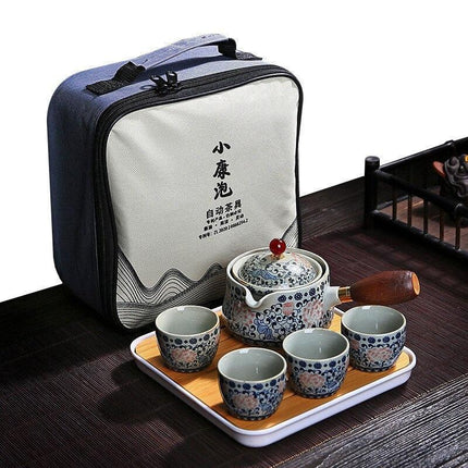 Elegant 360° Rotating Teapot and Cup Set: Premium Stone Mill Tea Ceremony Collection for Aficionados
