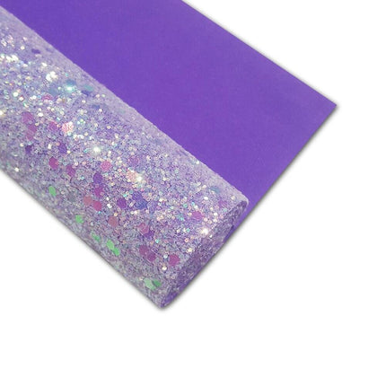 Sparkling Black and White Chunky Glitter Synthetic Leather Crafting Sheet for Creative DIYs