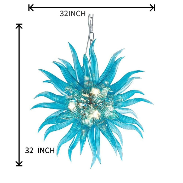 Sunflower Green LED Glass Chandelier with Adjustable Hanging