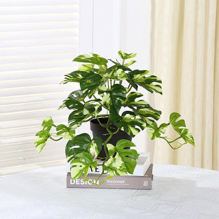 Realistic Green Turtle Leaf Faux Plant for Home and Garden Decoration